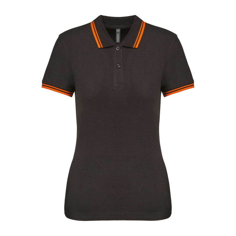 Ladie'S 2 Striped Short Sleeved Poloshirt