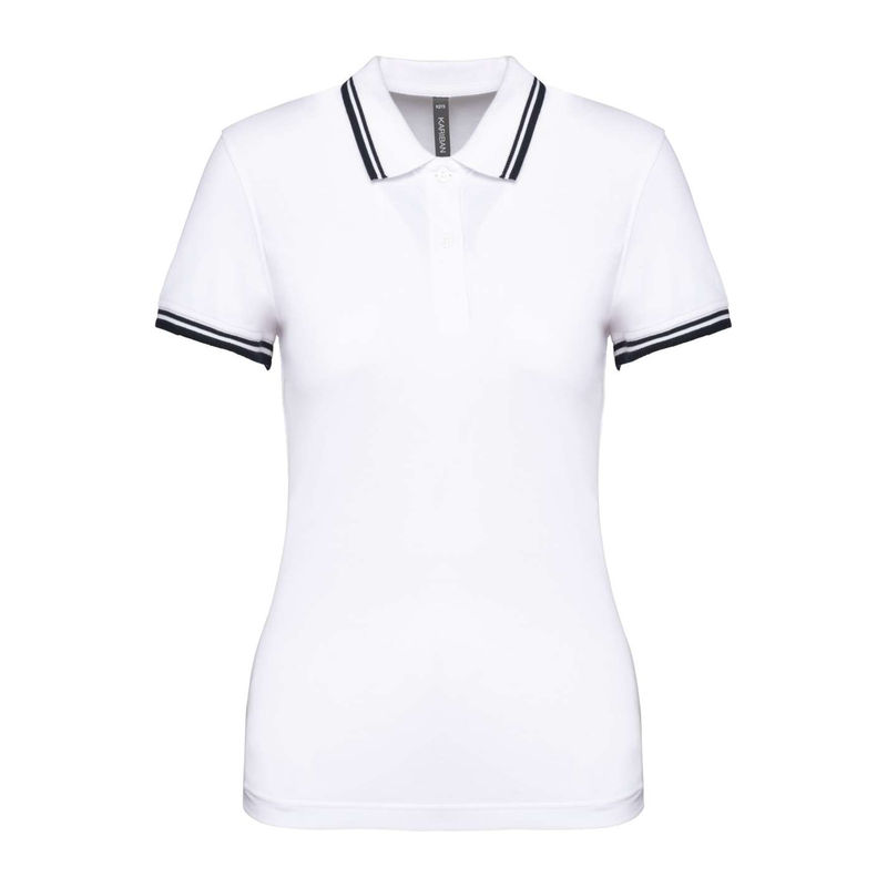 Ladie'S 2 Striped Short Sleeved Poloshirt